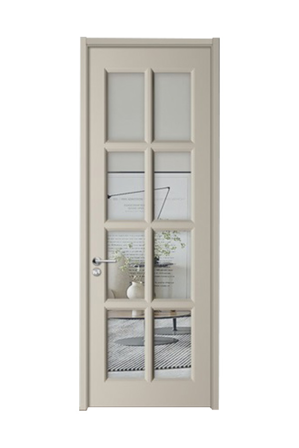 GG-01 White Hotel Apartment Entrance Wooden Glass Door