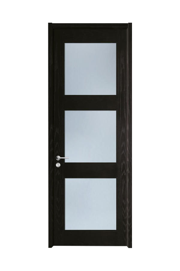 GP-013 Simple Black Painting Glass Single Wooden Door