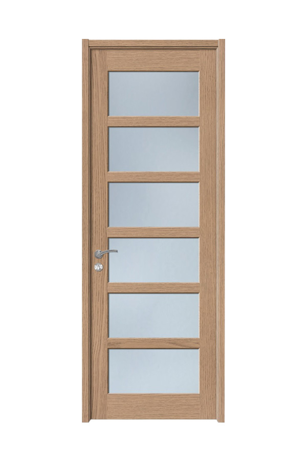 GV-01 Elegant Veneer Painted Wooden Door With Glass