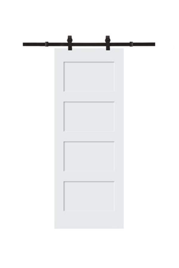 GS-04/04B White Painted Shaker Hollow Core Interior Barn Door