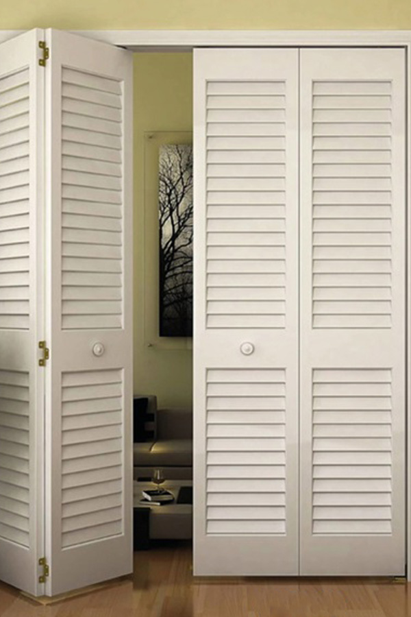 GS-L003 Primed White Double Louvered Bi-fold Interior Door